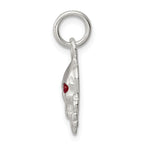 Sophia Jewelers 925 Sterling Silver Skull Charm with Red CZ Stone