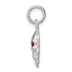 Sophia Jewelers 925 Sterling Silver Skull Charm with Red CZ Stone