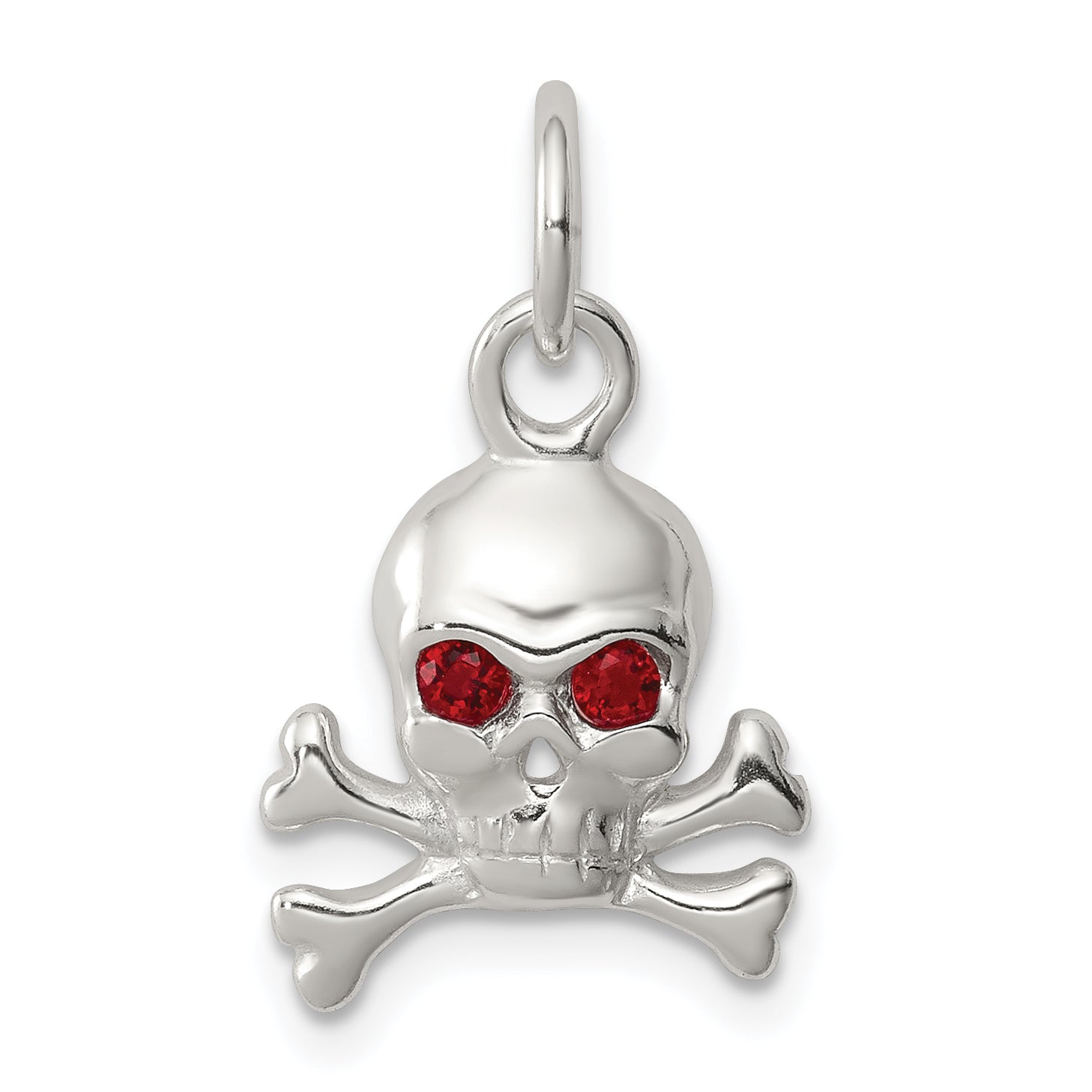 Sterling Silver Red CZ Skull Charm Main image