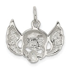 Men's Sterling Silver 925 Skull Wing Charm with Clear CZ