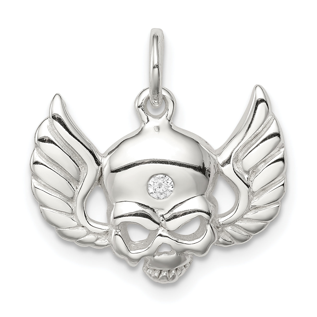 Sterling Silver CZ Skull with Wings Charm Main image