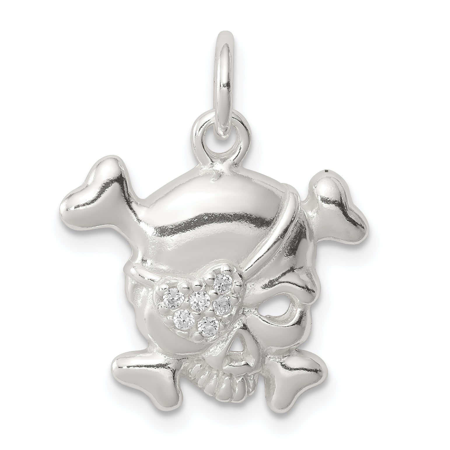 Sterling Silver CZ Skull Charm Main image