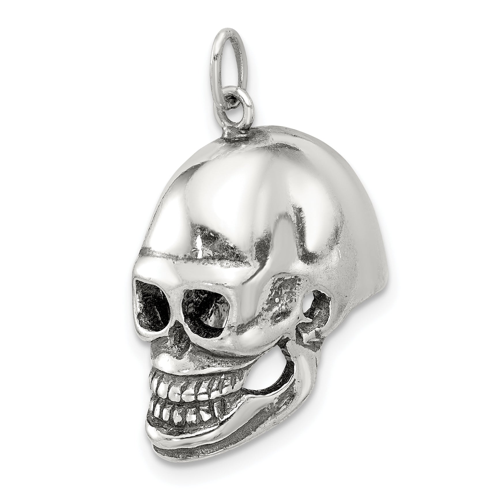 Sophia Jewelers Men's 925 Sterling Silver Antiqued Skull Pendant