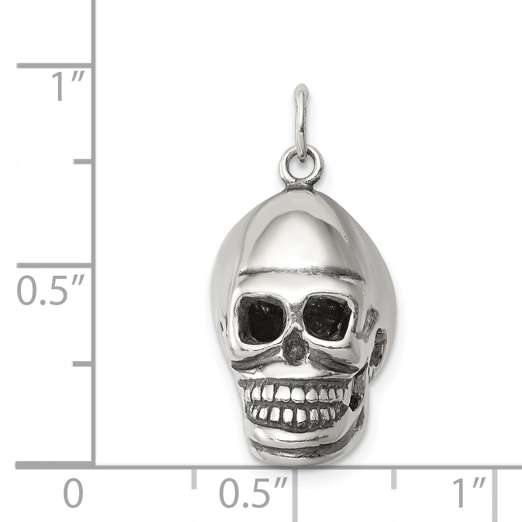 Sophia Jewelers Men's 925 Sterling Silver Antiqued Skull Pendant