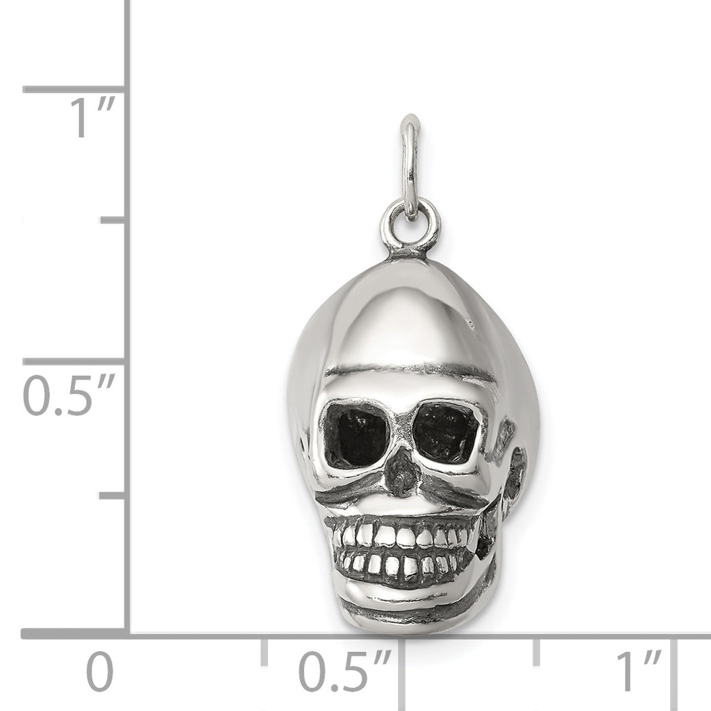 Sophia Jewelers Men's 925 Sterling Silver Antiqued Skull Pendant