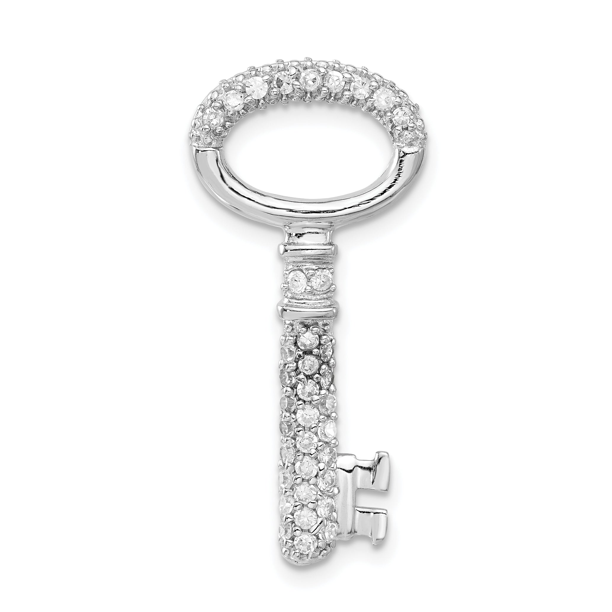 Sterling Silver Polished CZ Key Pendant Main image