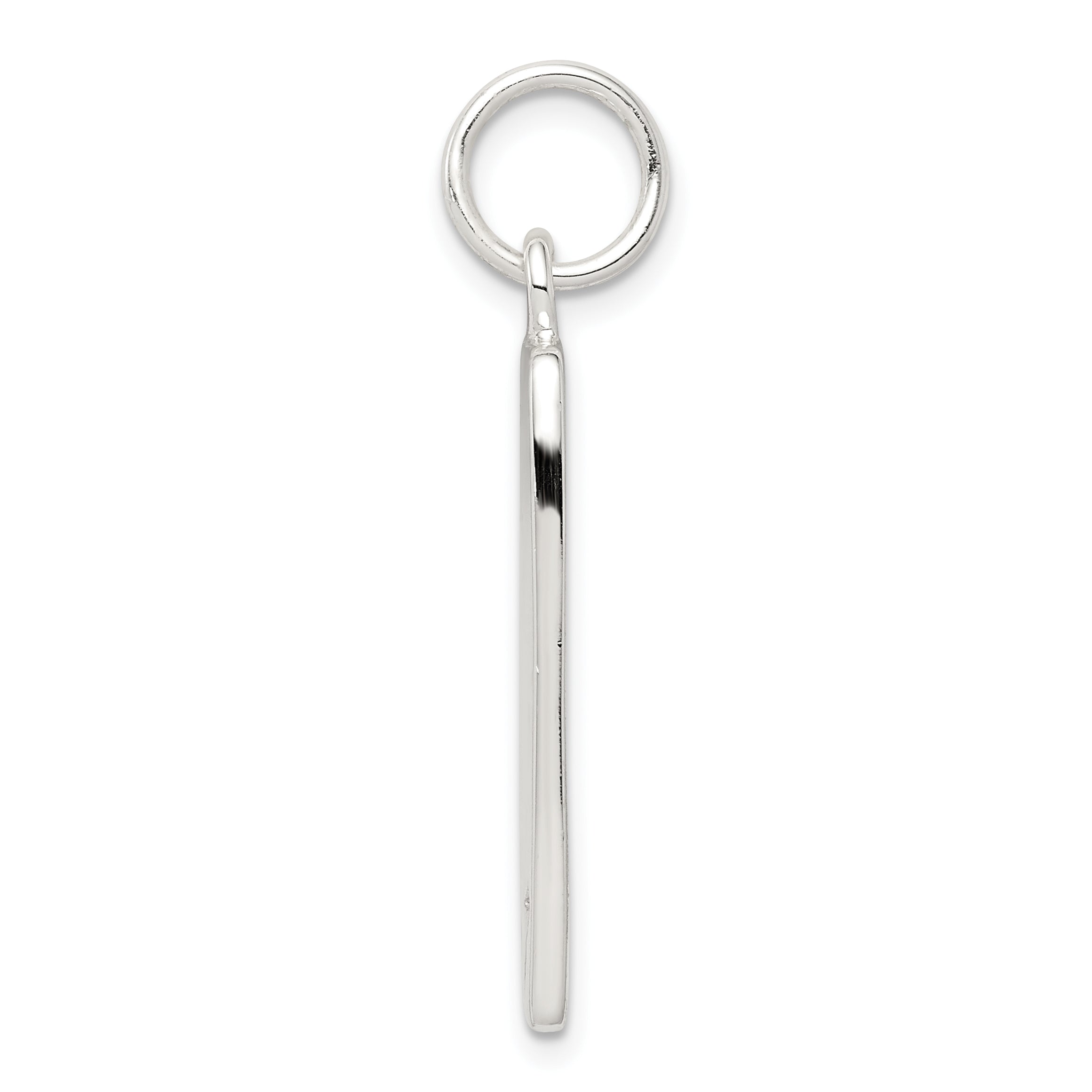 Sterling Silver 925 Polished CZ Rectangle Charm with Anti-Tarnish Finish
