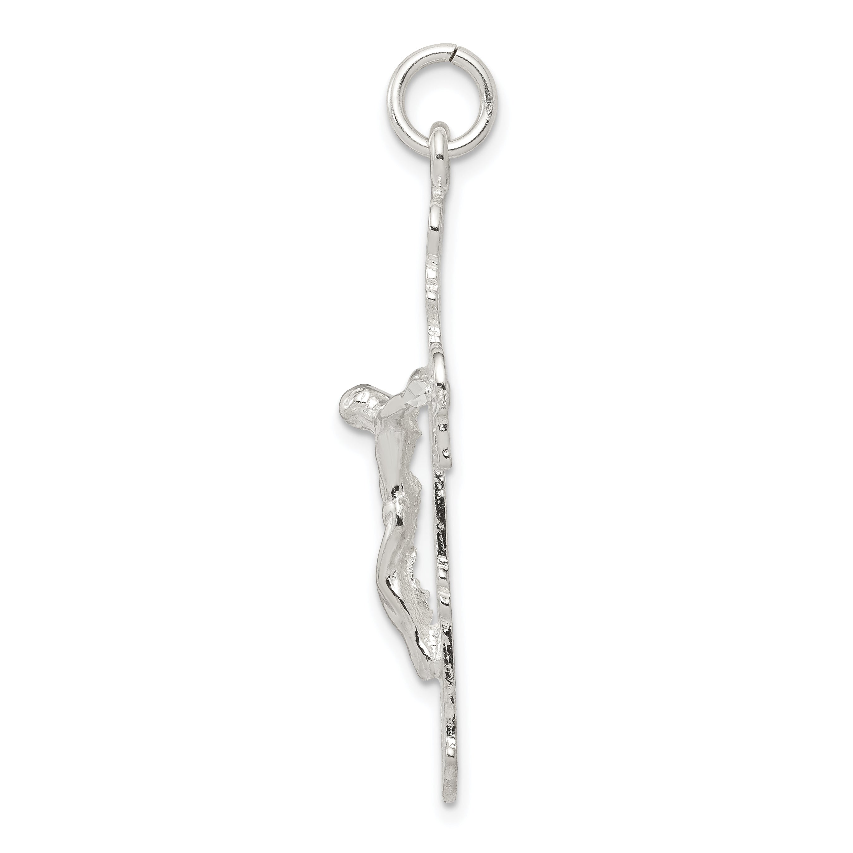 Sterling Silver 925 Polished Crucifix Pendant with Anti-Tarnish Finish