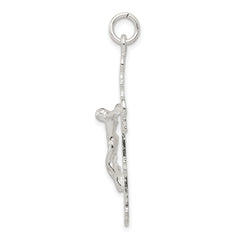 Sterling Silver 925 Polished Crucifix Pendant with Anti-Tarnish Finish
