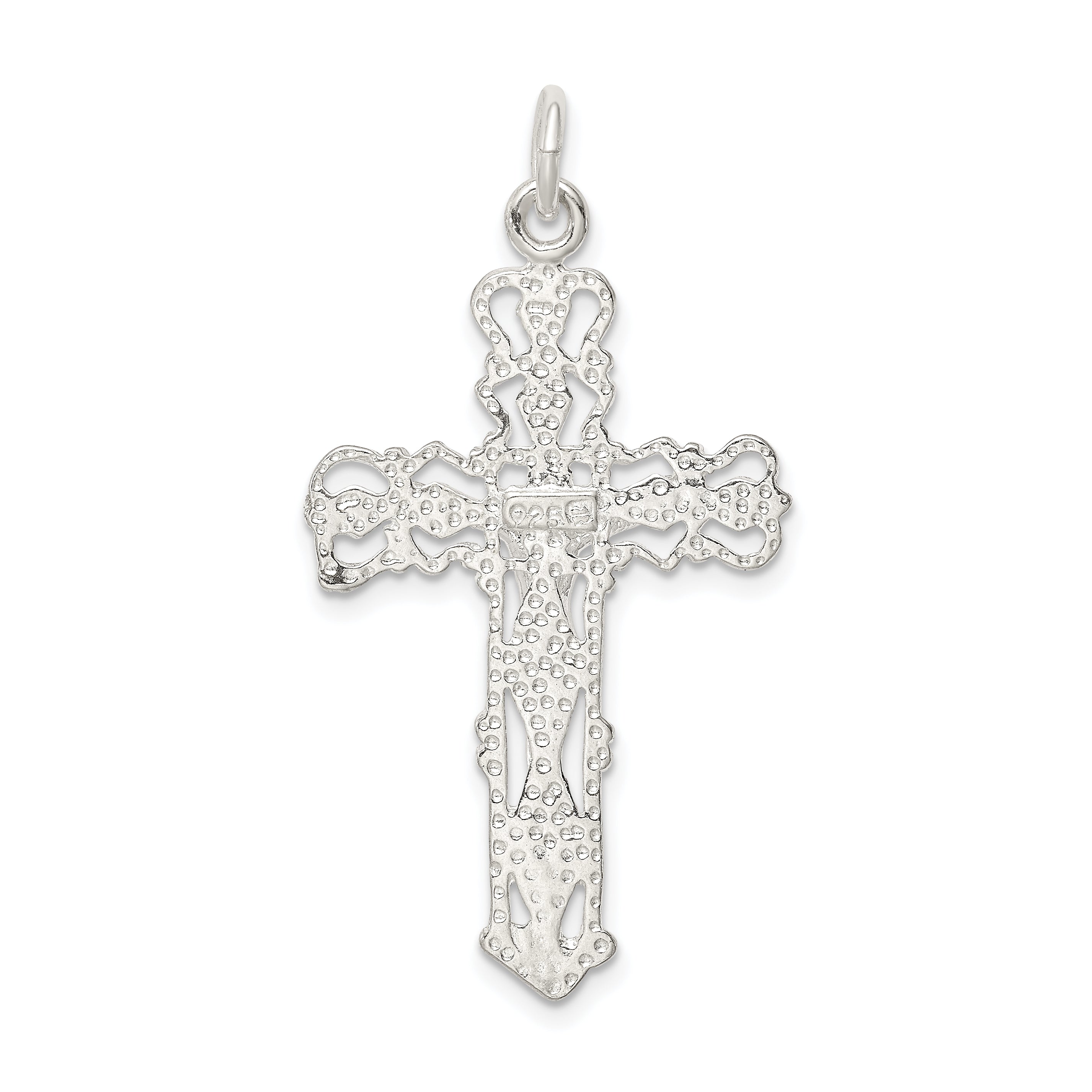 Sterling Silver 925 Polished Crucifix Pendant with Anti-Tarnish Finish