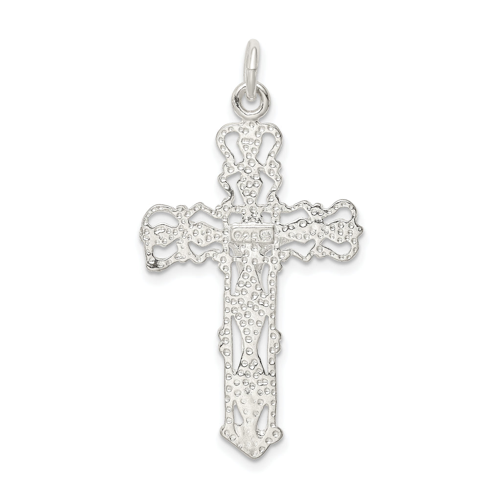 Sterling Silver 925 Polished Crucifix Pendant with Anti-Tarnish Finish