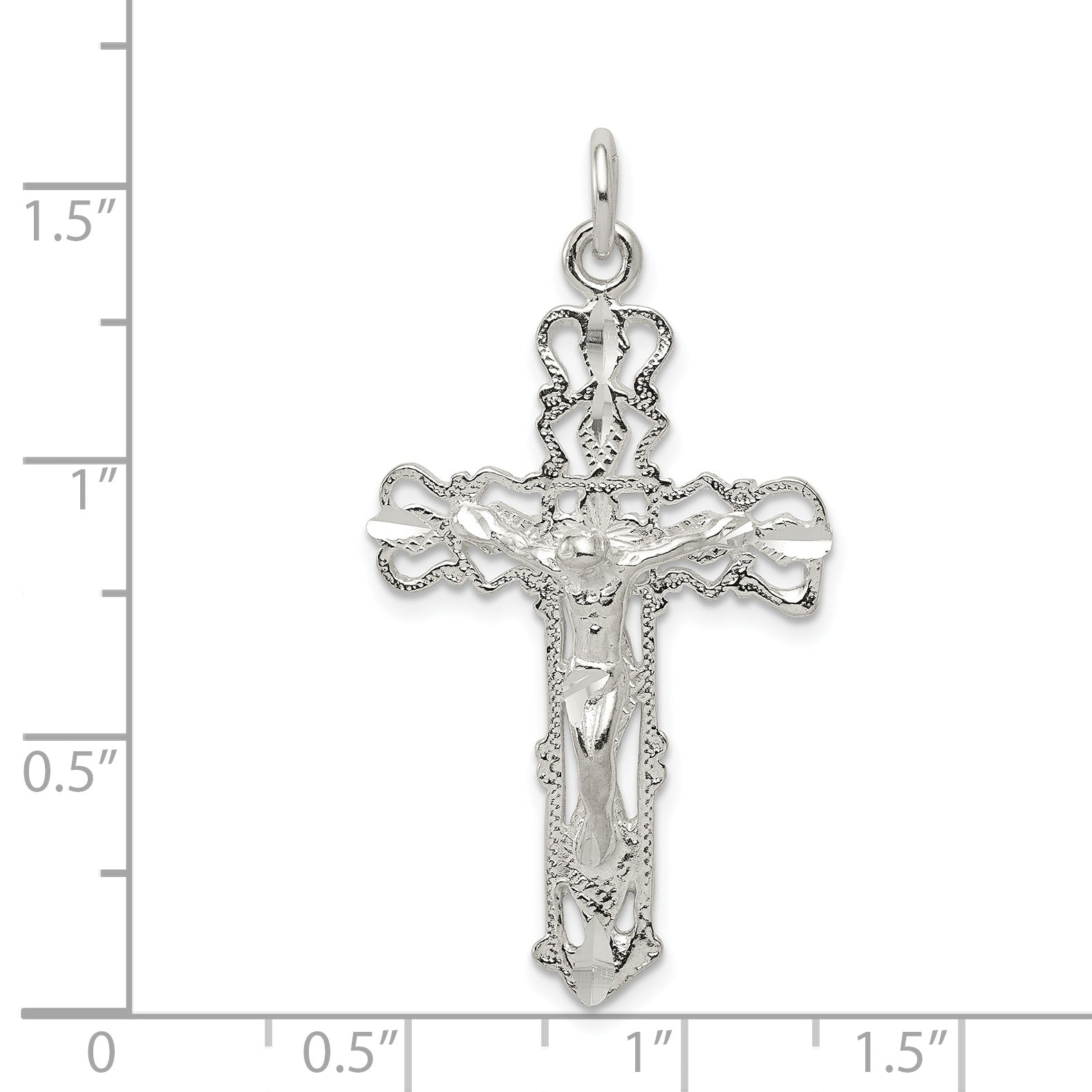 Sterling Silver 925 Polished Crucifix Pendant with Anti-Tarnish Finish