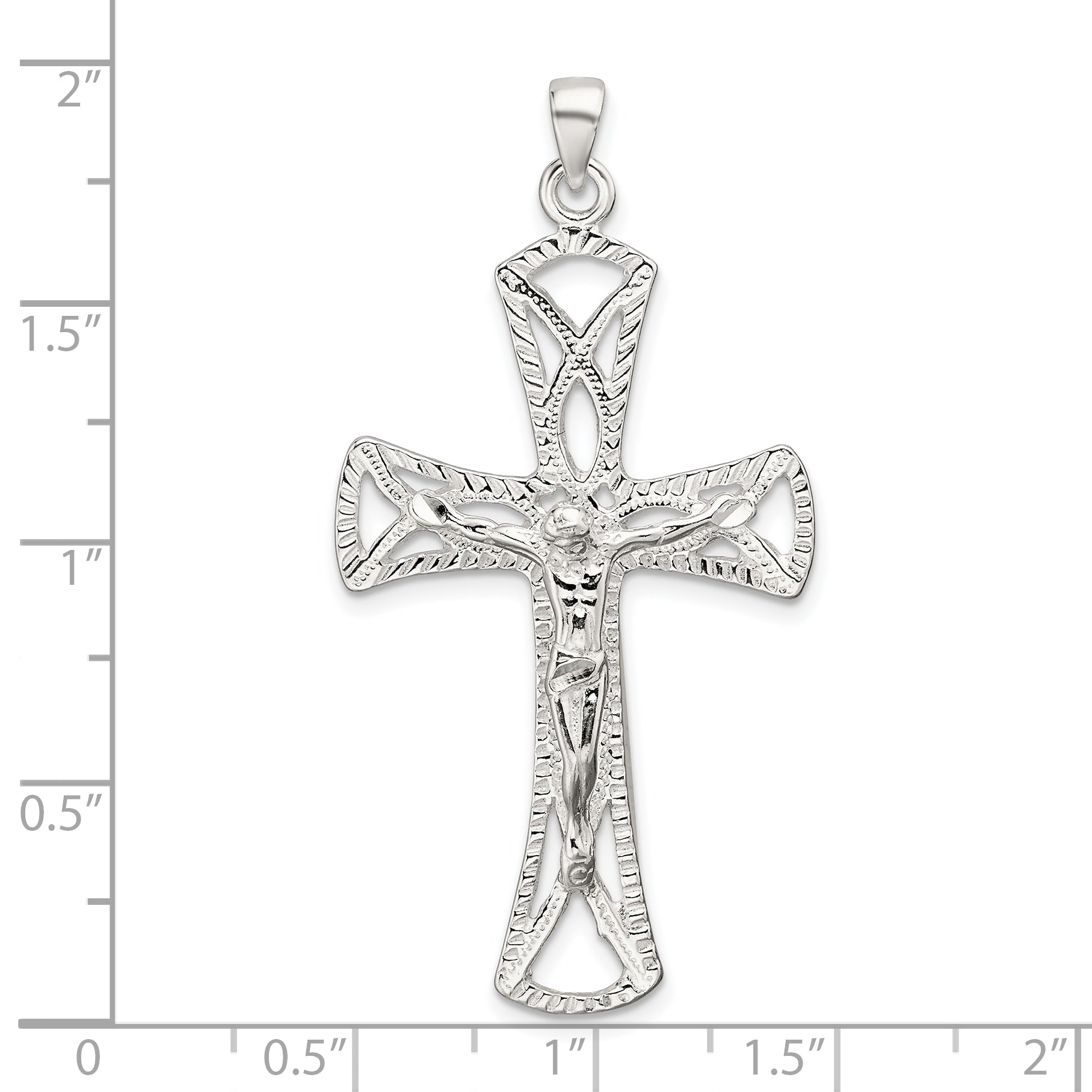 Sophia Jewelers Sterling Silver Polished Crucifix Pendant with Anti-Tarnish Finish