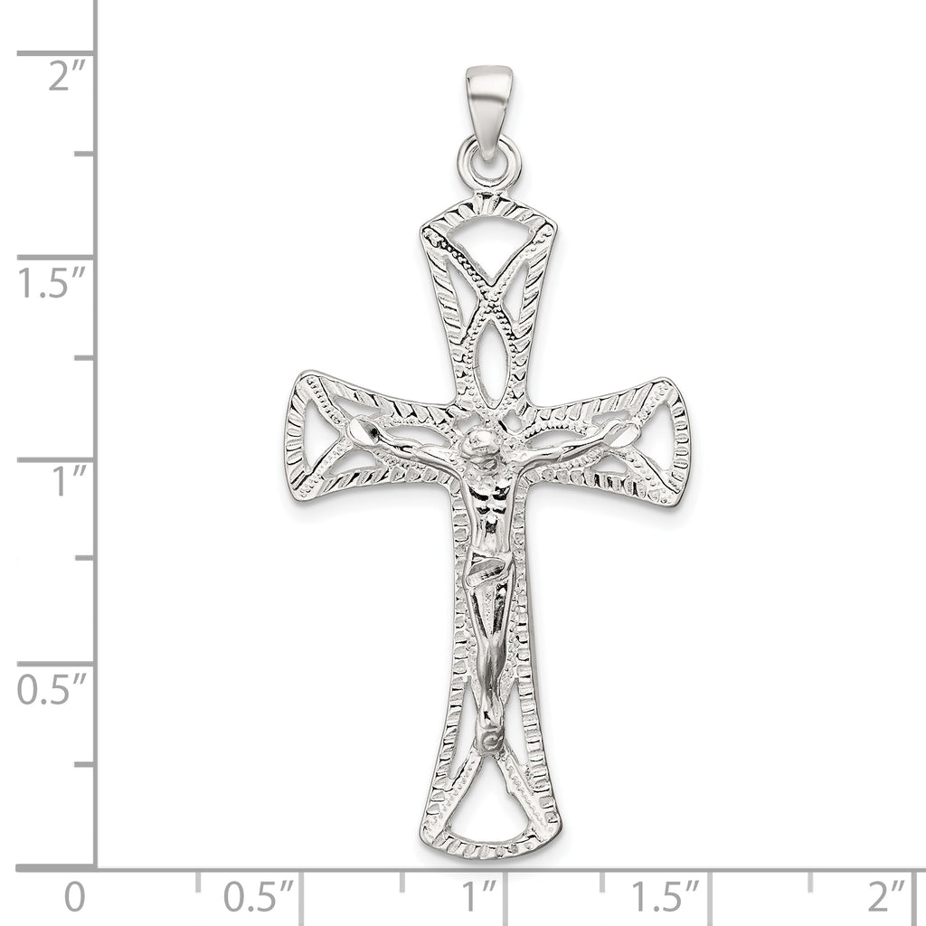 Sophia Jewelers Sterling Silver Polished Crucifix Pendant with Anti-Tarnish Finish