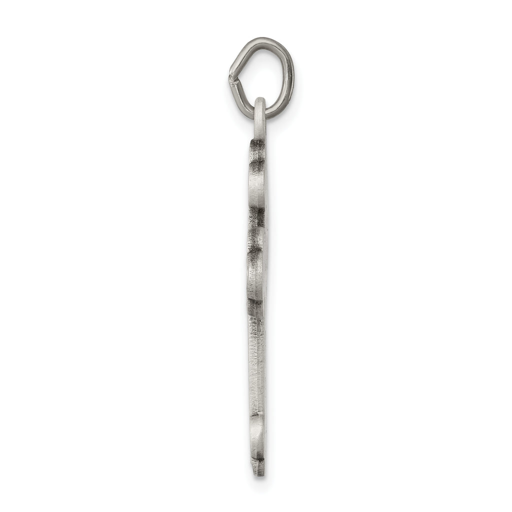 Sterling Silver 925 Budded Cross Pendant with Polished Antique Finish