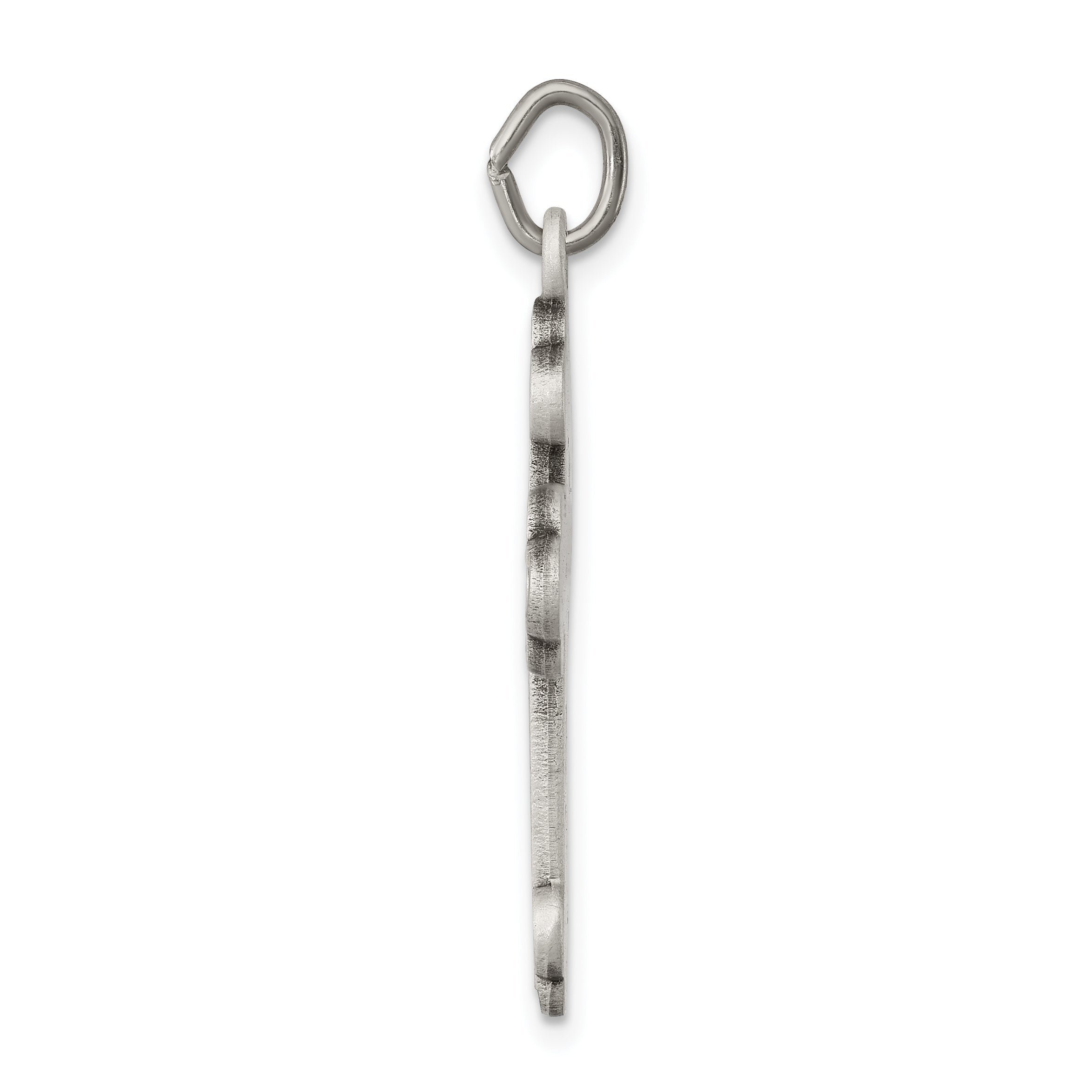 Sterling Silver 925 Budded Cross Pendant with Polished Antique Finish