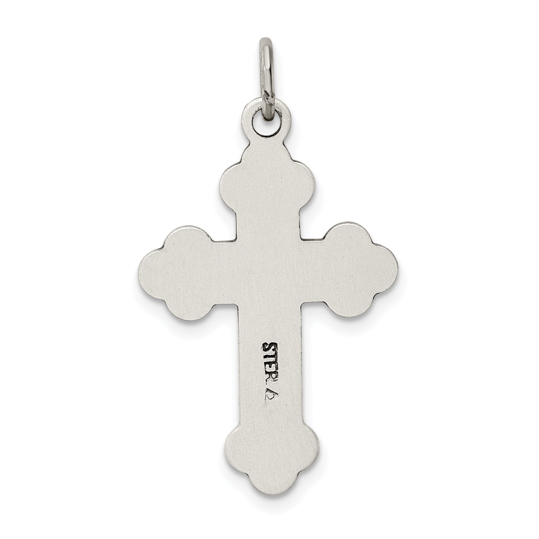 Sterling Silver 925 Budded Cross Pendant with Polished Antique Finish