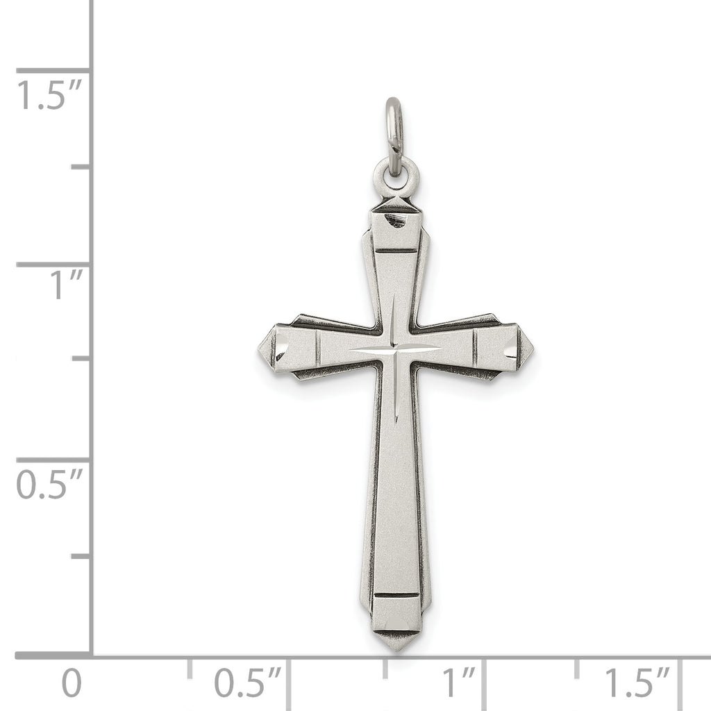 Sterling Silver 925 Cross Pendant with Polished Satin Finish