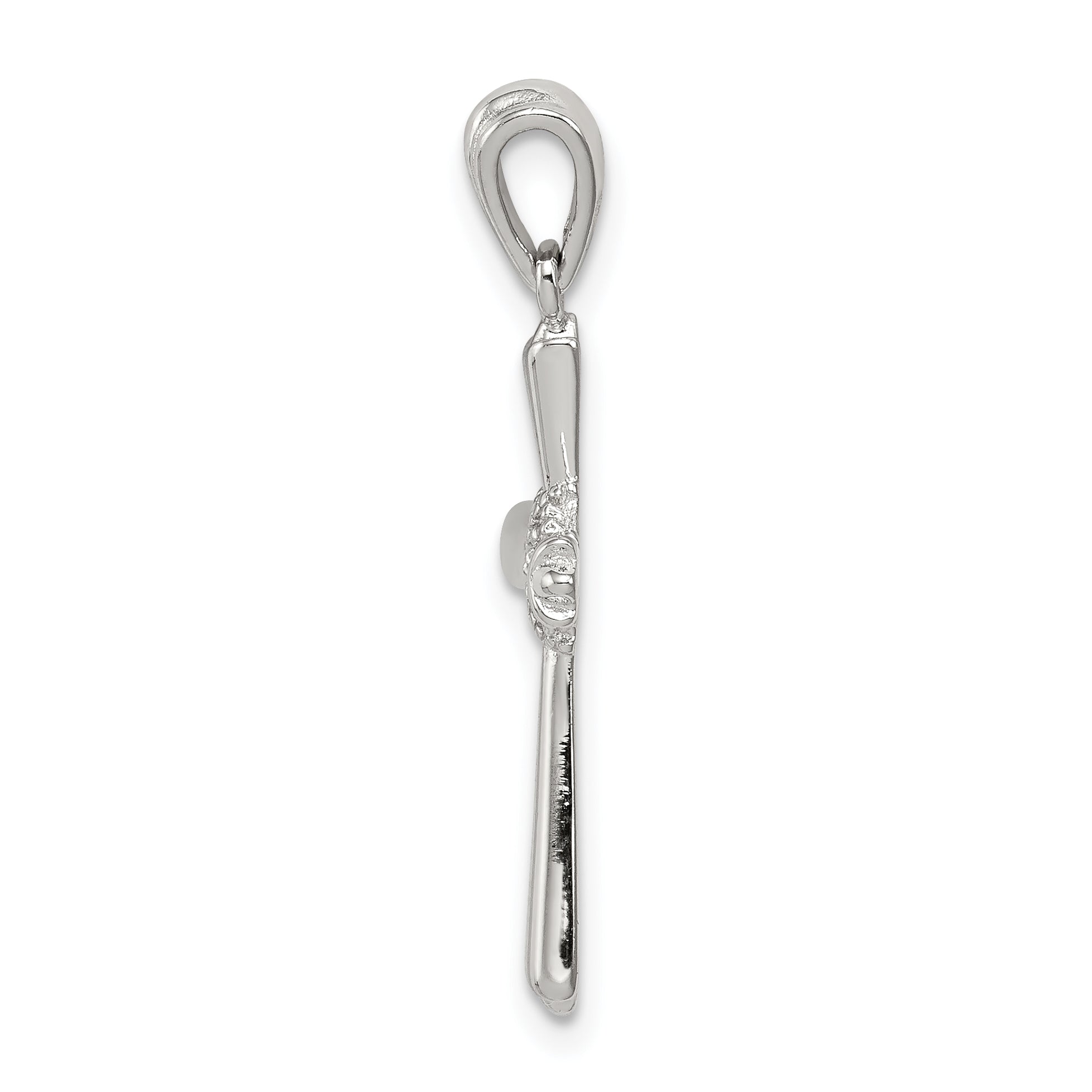 Sterling Silver 925 CZ Cross Pendant with Rhodium Polished Finish