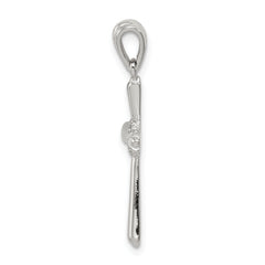 Sterling Silver 925 CZ Cross Pendant with Rhodium Polished Finish