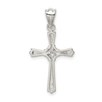 Sterling Silver 925 CZ Cross Pendant with Rhodium Polished Finish