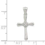 Sterling Silver 925 CZ Cross Pendant with Rhodium Polished Finish