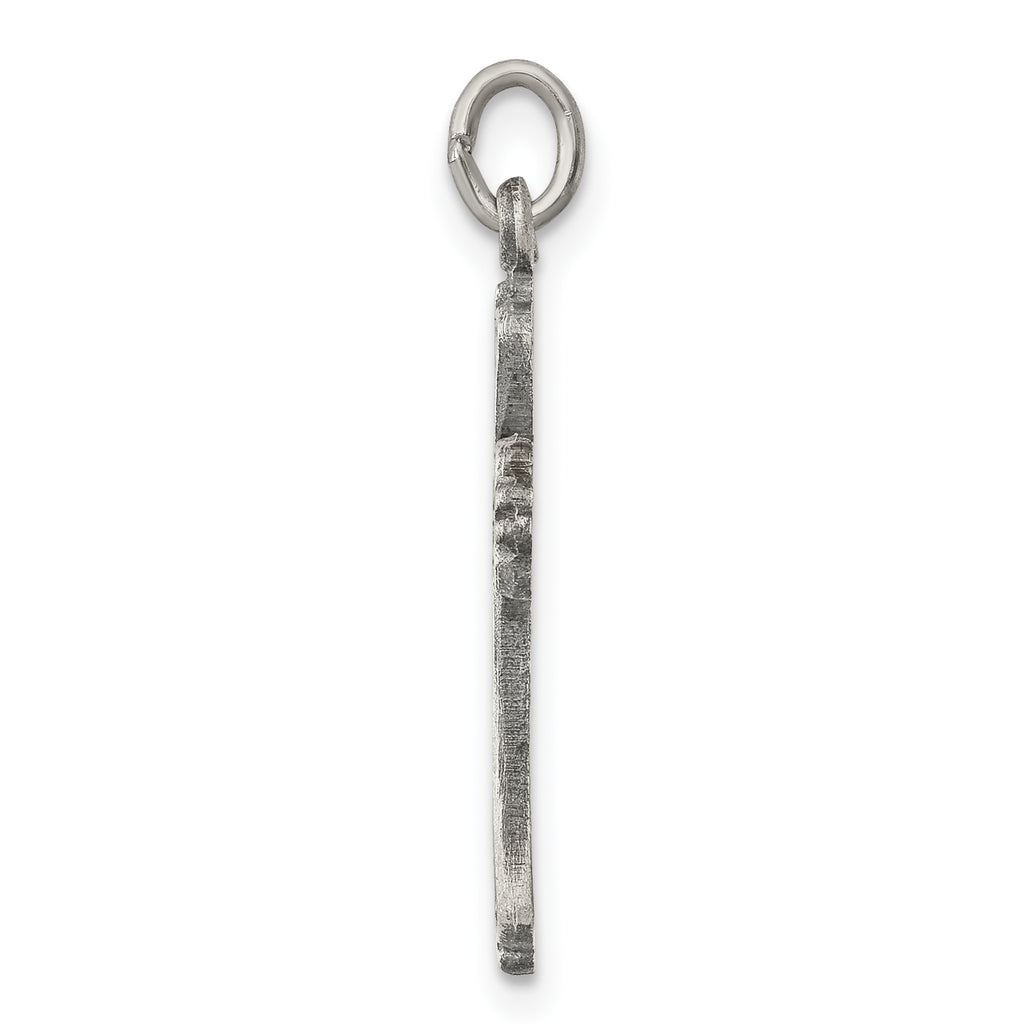 Sterling Silver 925 Cross Charm with Polished Antiqued Finish