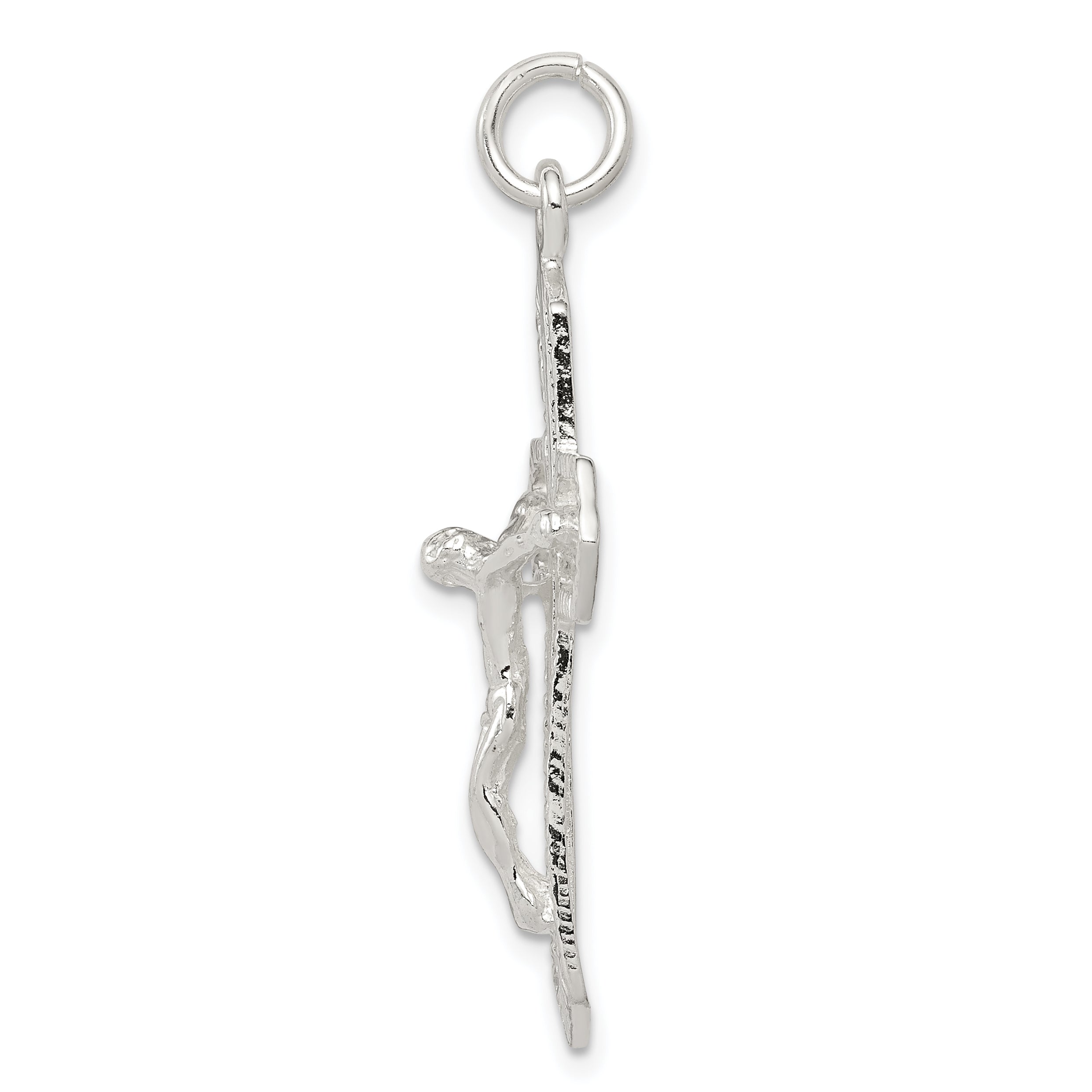 925 Sterling Silver Polished Crucifix Pendant with Anti-Tarnish Finish Secondary image