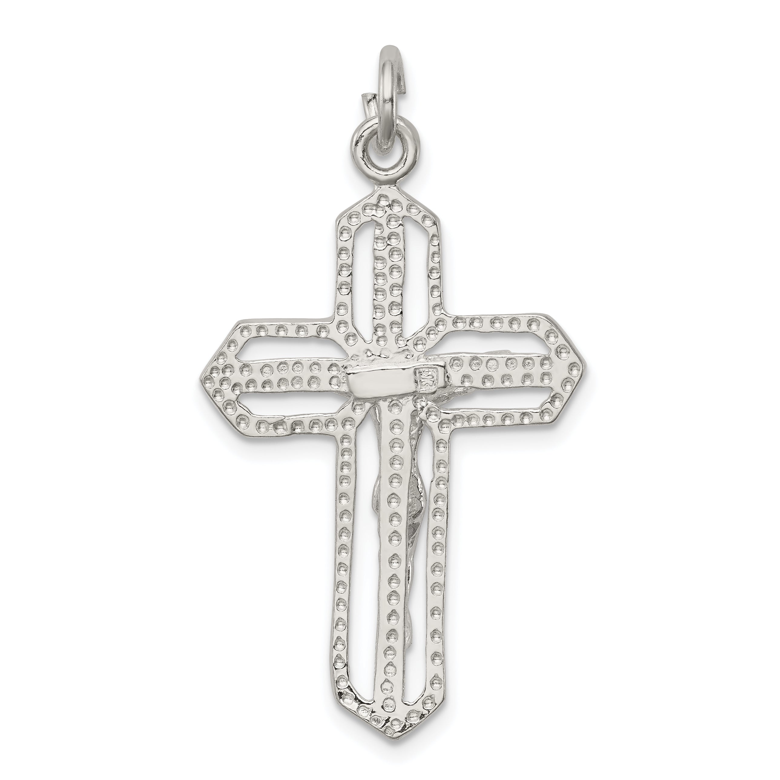 925 Sterling Silver Polished Crucifix Pendant with Anti-Tarnish Finish