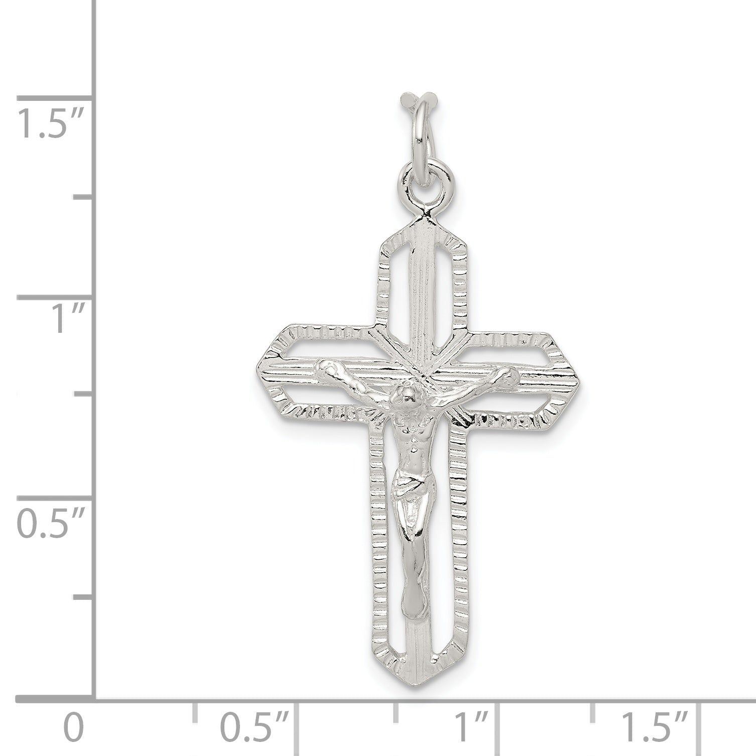 925 Sterling Silver Polished Crucifix Pendant with Anti-Tarnish Finish
