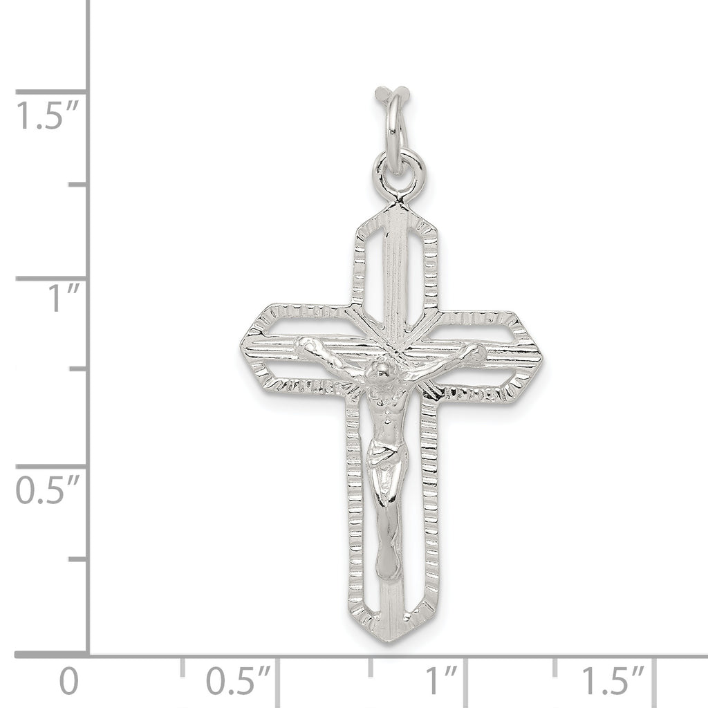 925 Sterling Silver Polished Crucifix Pendant with Anti-Tarnish Finish