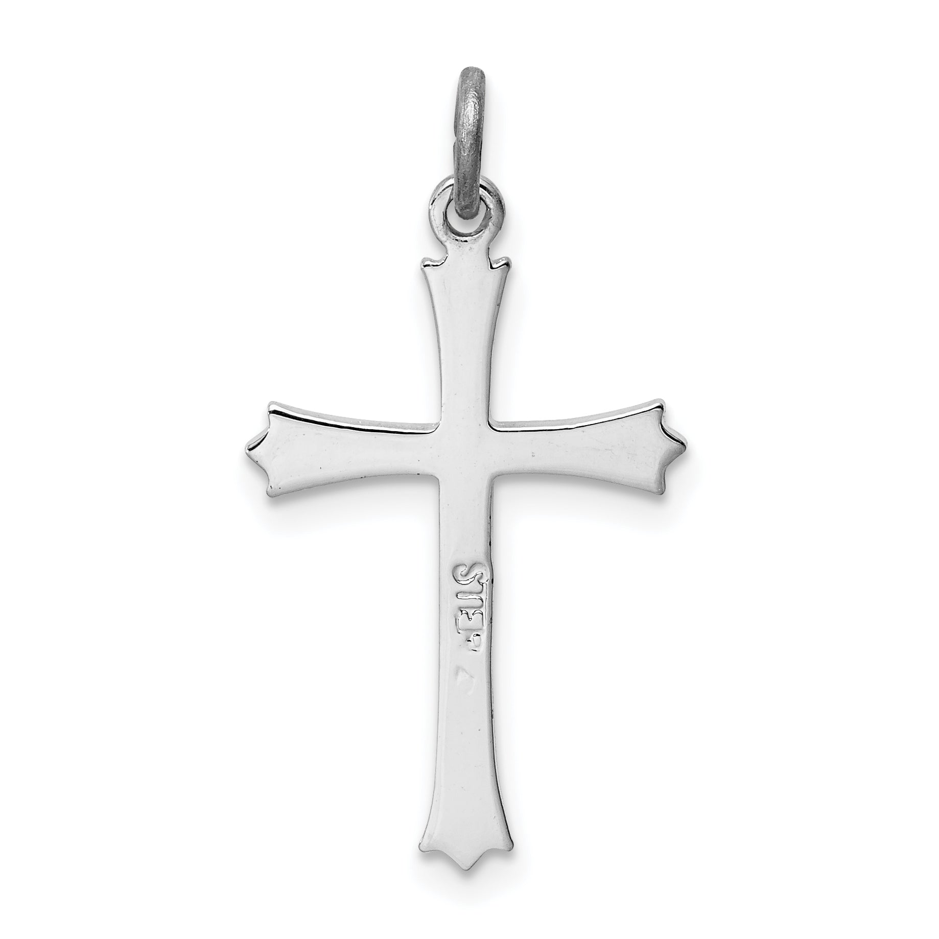 Sterling Silver 925 Rhodium-Plated Fleur De Lis Cross Charm Polished Elegance