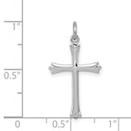 Sterling Silver 925 Rhodium-Plated Fleur De Lis Cross Charm Polished Elegance