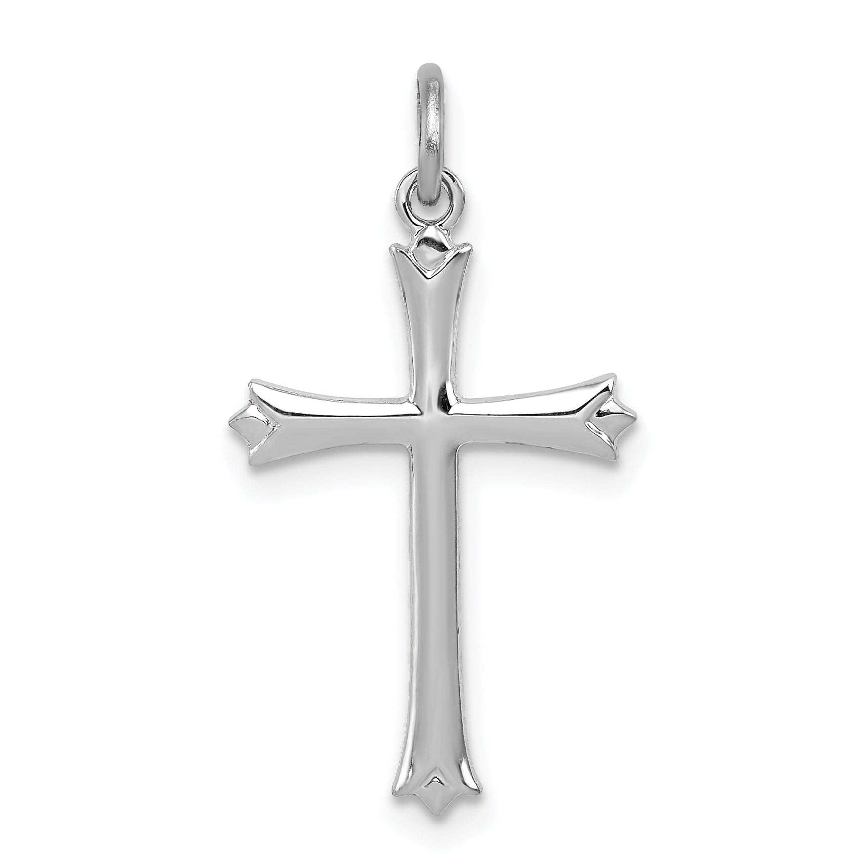 Sterling Silver Rhodium-plated Fleur De Lis Cross Charm Main image