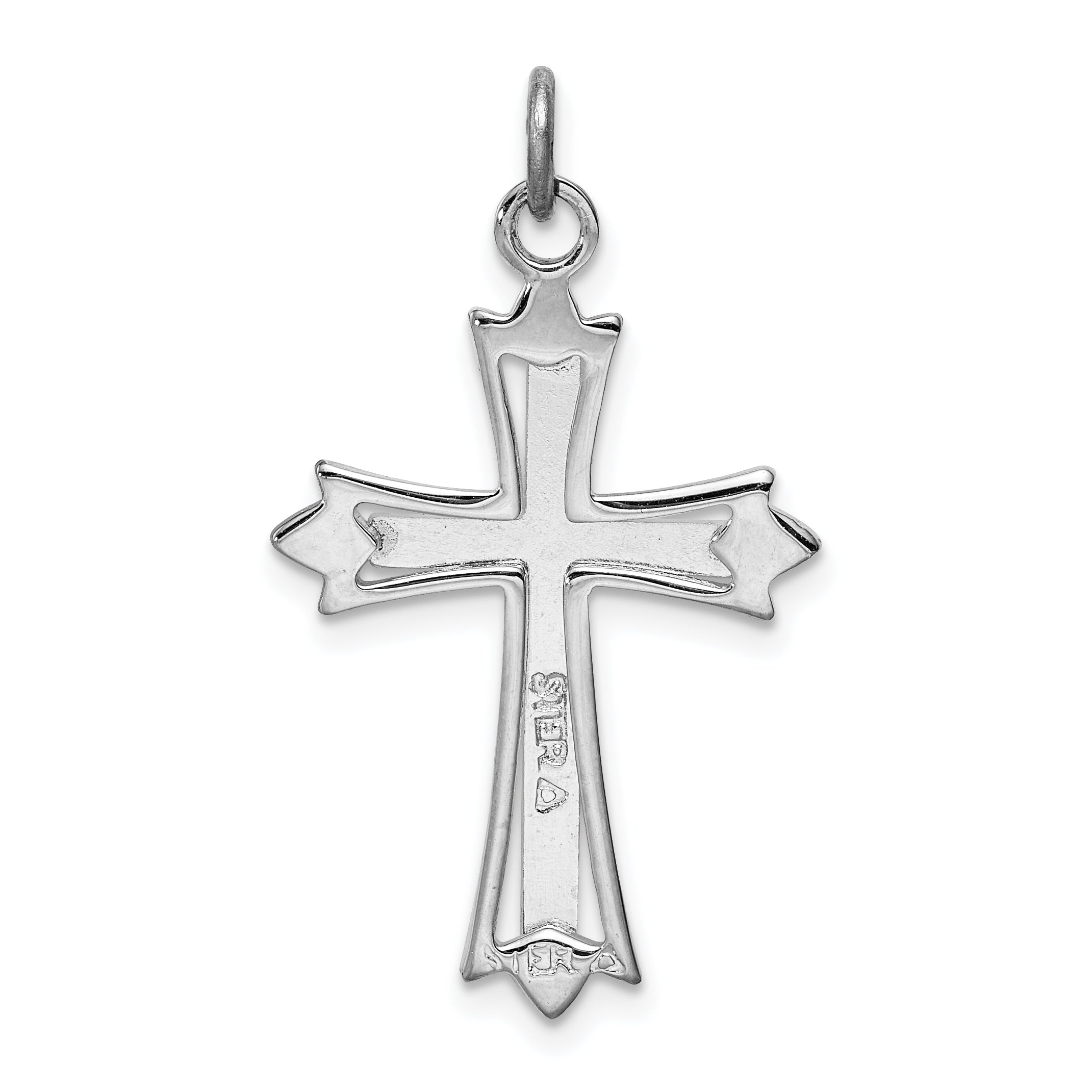 Sterling Silver Two-Tone Cross Pendant with Gold Accents Polished Finish