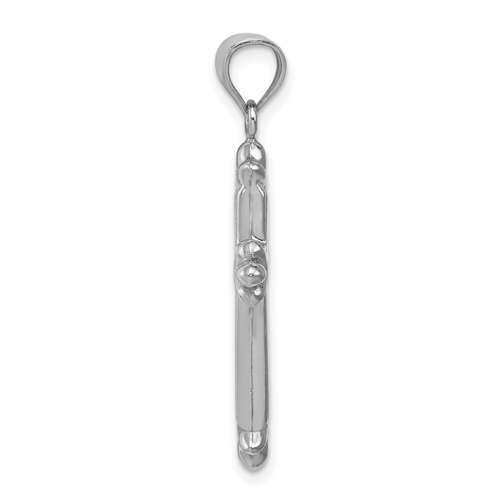 Sterling Silver 925 Polished Fleur-de-lis Cross Pendant 3D Design