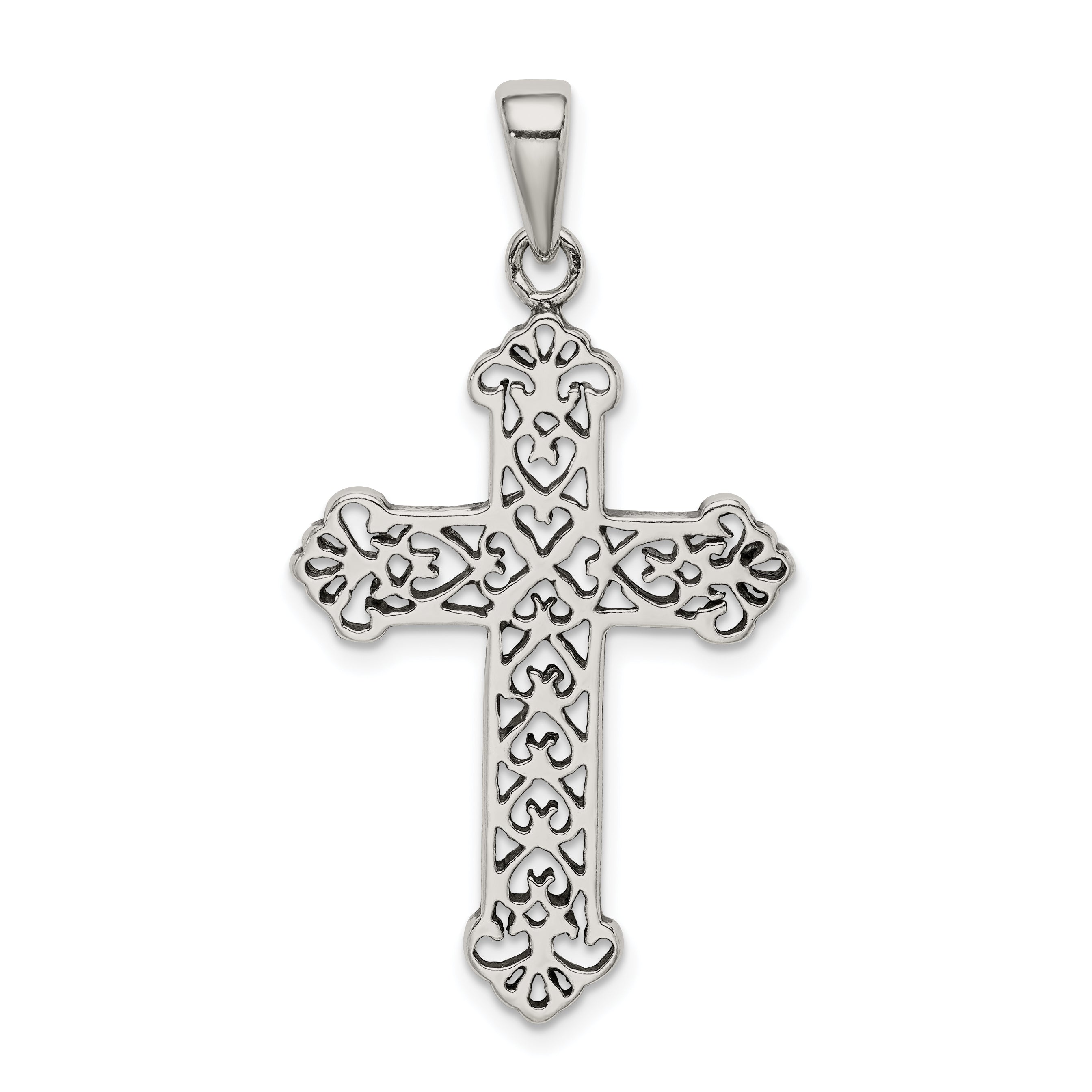 Sophia Jewelers Antique Sterling Silver Fleur de Lis Cross Pendant