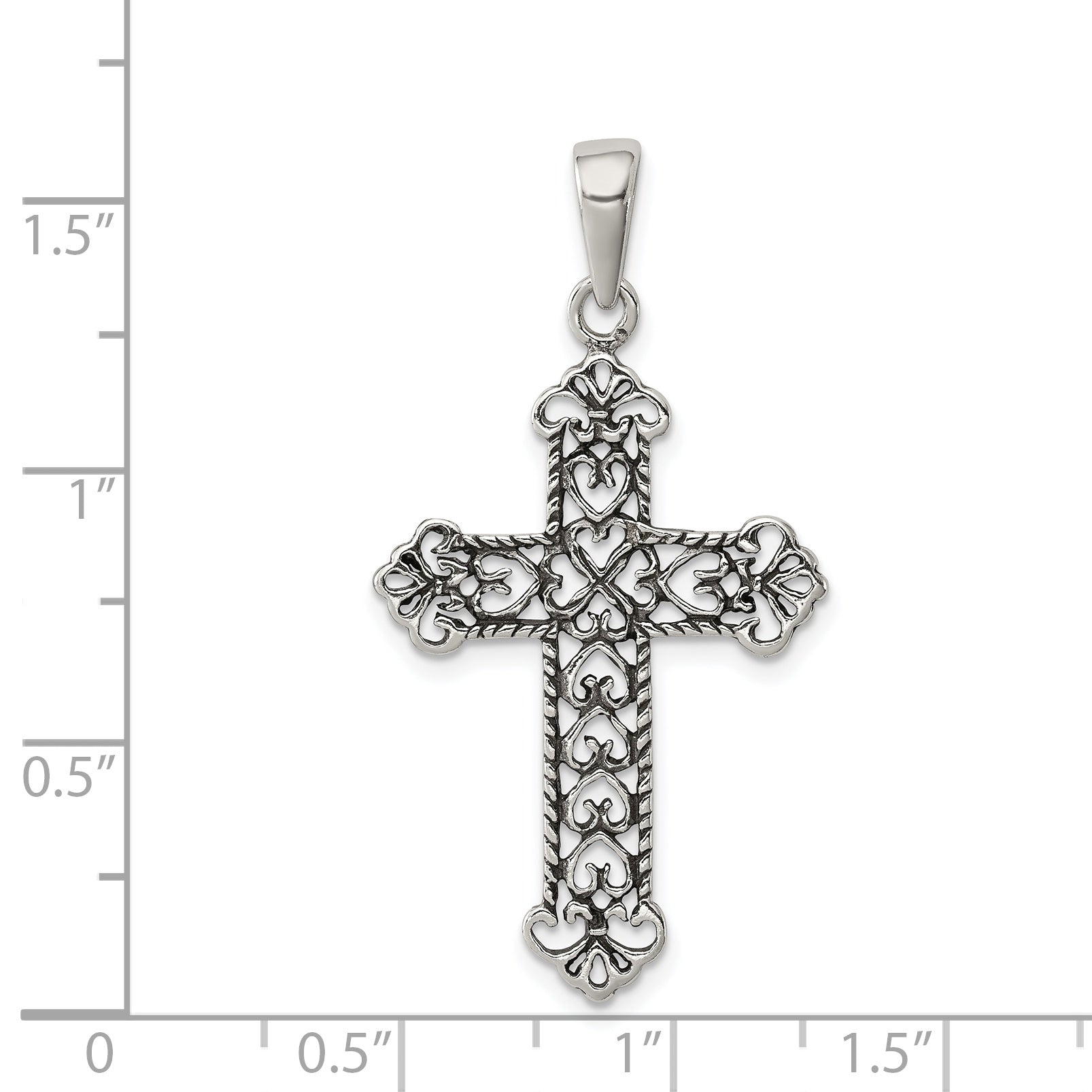 Sophia Jewelers Antique Sterling Silver Fleur de Lis Cross Pendant