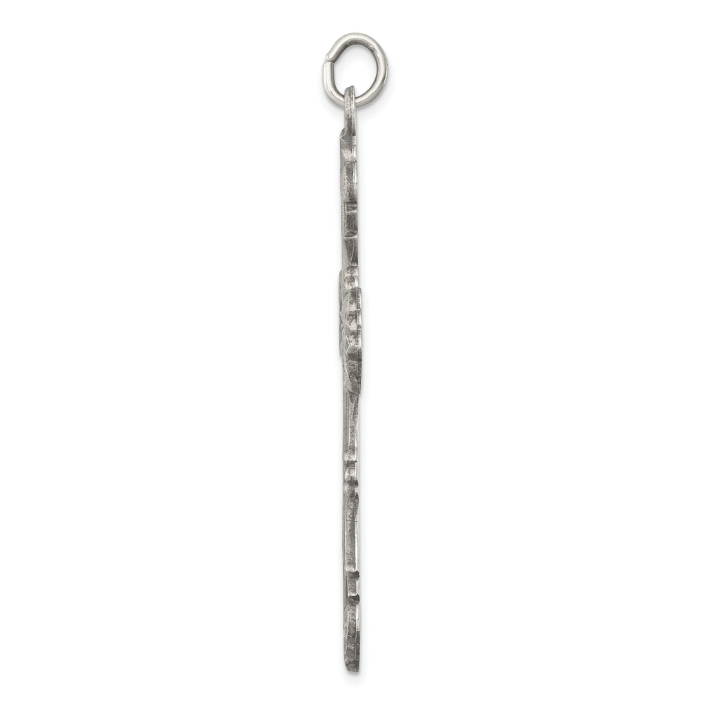 Sterling Silver 925 Antiqued Cross Pendant with Polished Finish Elegant Design