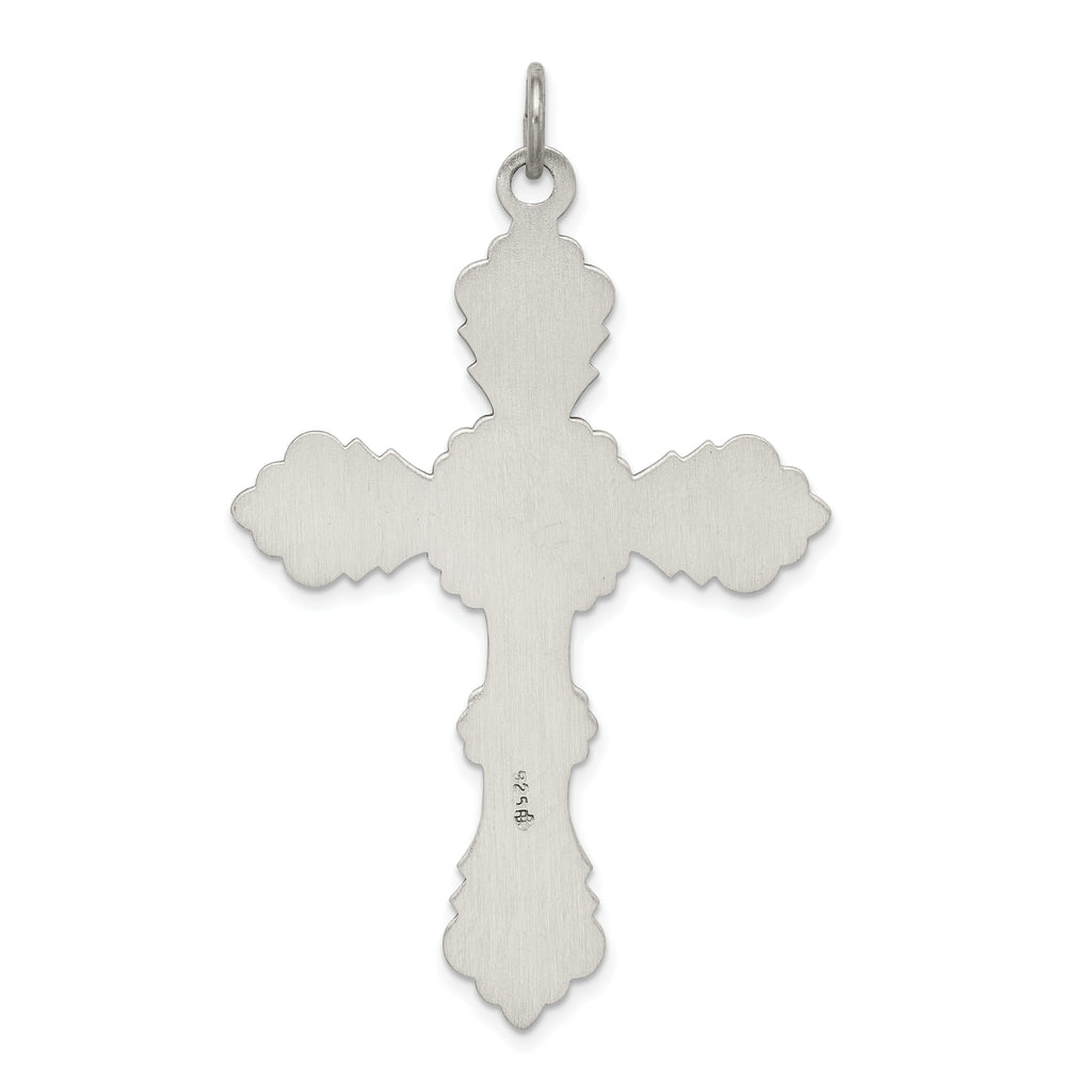 Sterling Silver 925 Antiqued Cross Pendant with Polished Finish Elegant Design