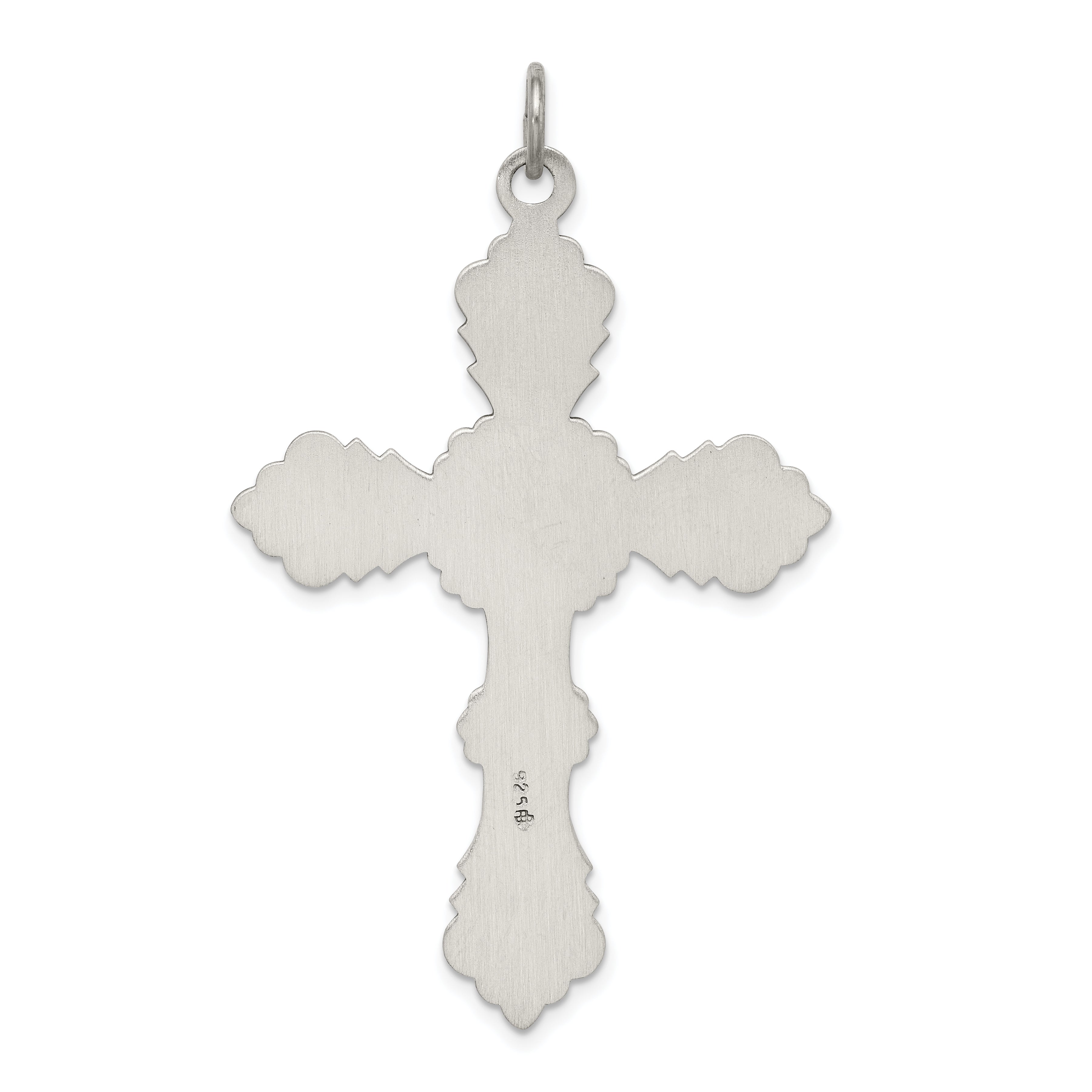 Sterling Silver 925 Antiqued Cross Pendant with Polished Finish Elegant Design