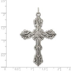 Sterling Silver 925 Antiqued Cross Pendant with Polished Finish Elegant Design