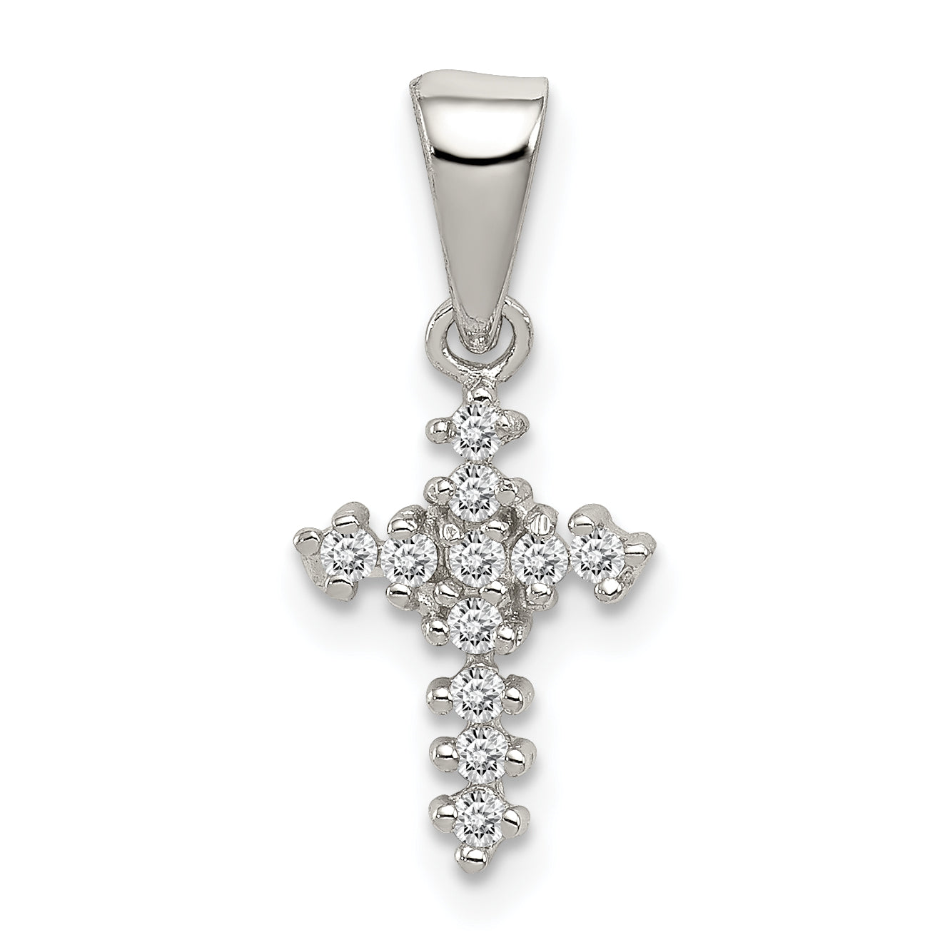 Sterling Silver Rhodium-plated CZ Cross Pendant Main image