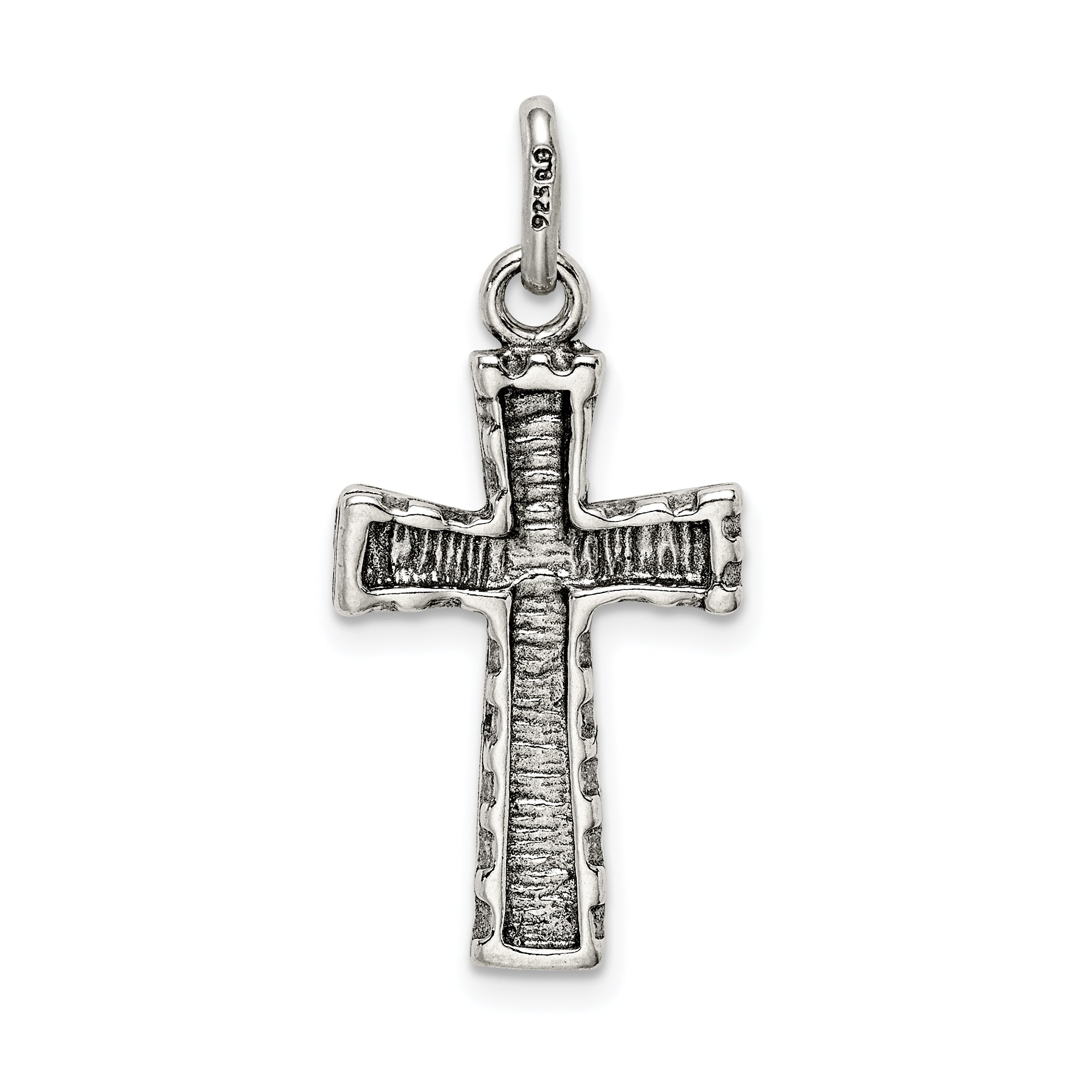 Sterling Silver 925 Cross Pendant with Antiqued Polished Finish