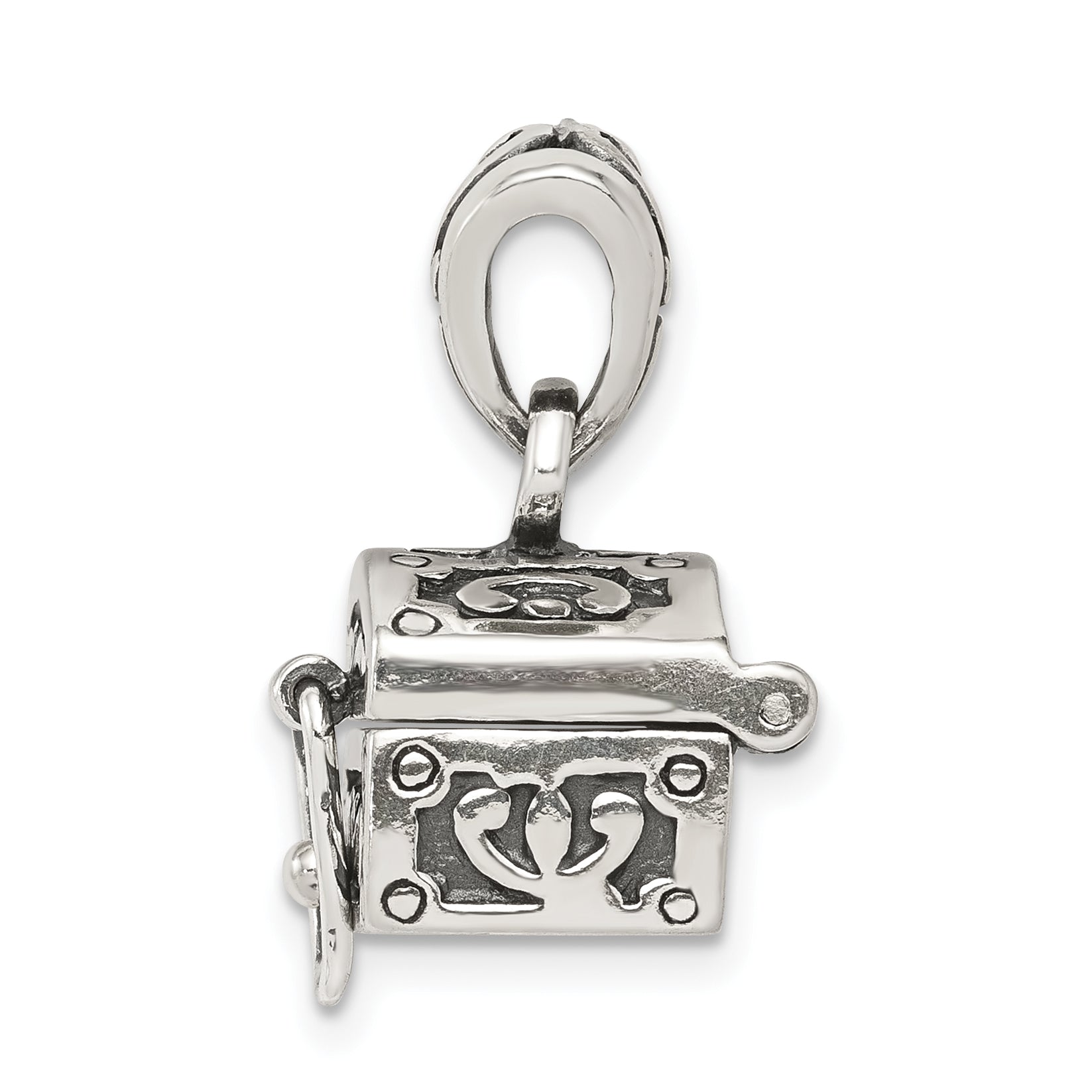 Sophia Jewelers 925 Sterling Silver Antiqued Chest Pendant with Opening Feature Secondary image