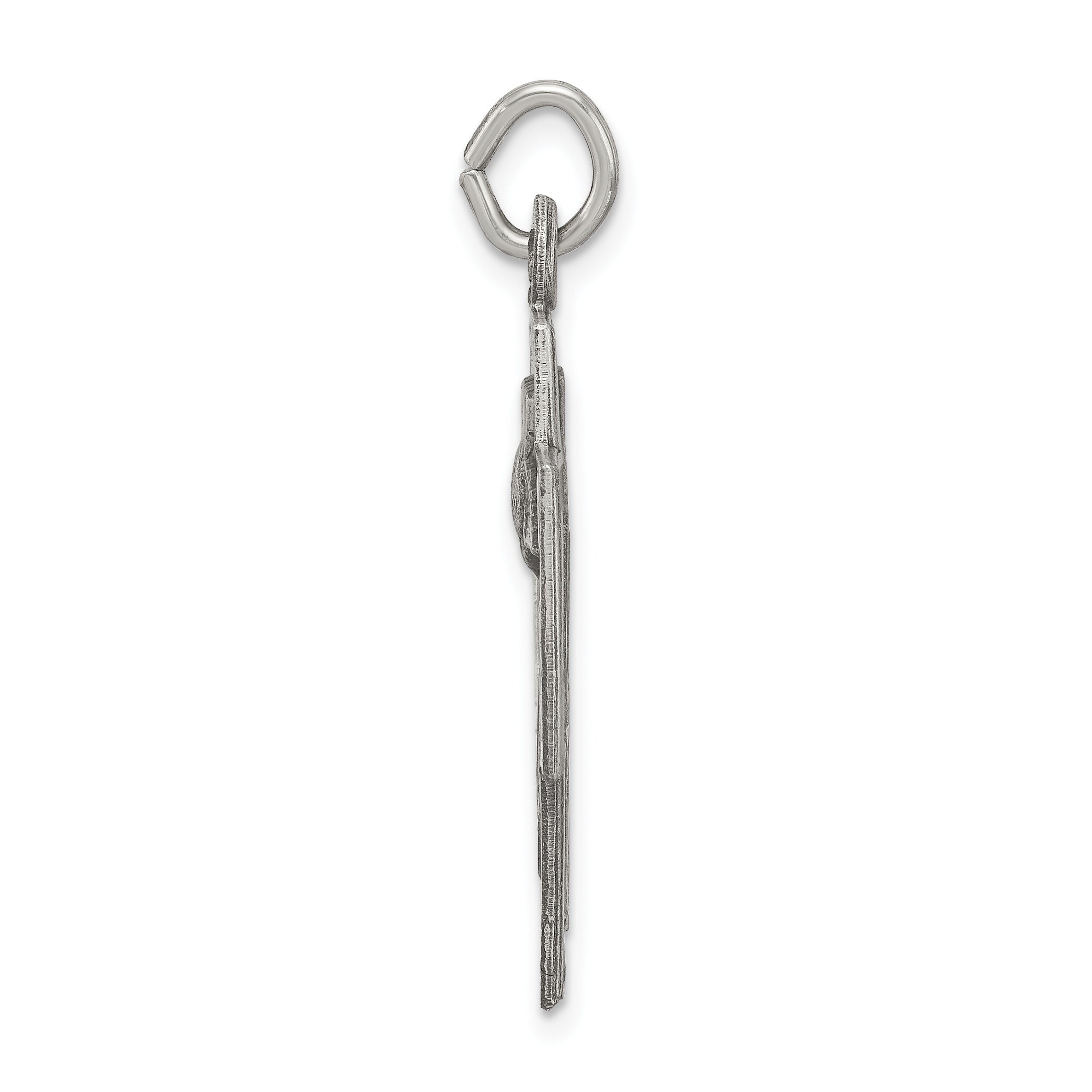 Sterling Silver 925 Alpha Omega Cross Pendant with Antiqued 3D Design