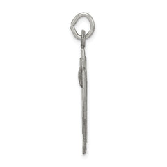 Sterling Silver 925 Alpha Omega Cross Pendant with Antiqued 3D Design