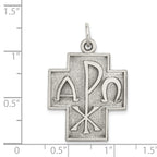 Sterling Silver 925 Alpha Omega Cross Pendant with Antiqued 3D Design