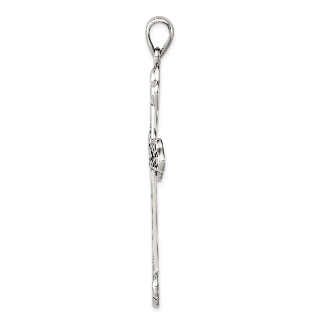 Sterling Silver 925 Thorn Cross Pendant with Antiqued Polished Finish