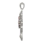 Sterling Silver 925 Vintage Red Marquise CZ Cross Pendant by Sophia Jewelers